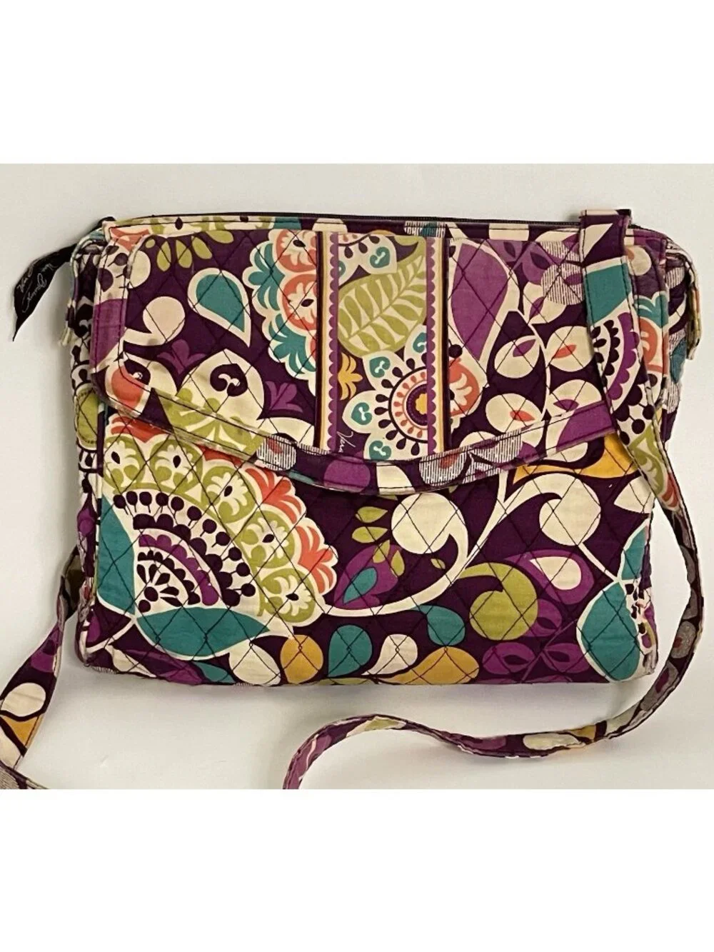 Vera Bradley Plum Crazy Mailbag Messenger Crossbody Retired Quilted Bag Florals